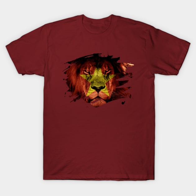 Vietnam Flag & African Lion Picture - Vietnamese Pride Design T-Shirt by Family Heritage Gifts